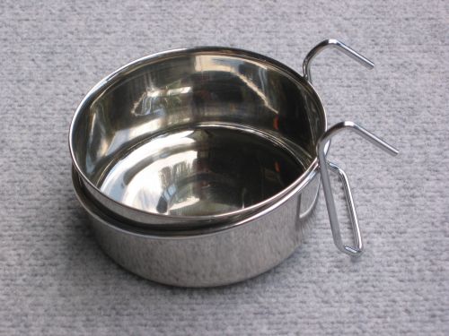Stainless .3L Feeder Bowl CLAMP or HANGER for Bird/Rat        BUYS 2 BOWLS